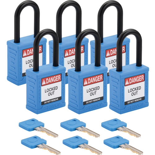 Velocity Lockout Padlocks, Blue, Keyed Different, Nylon, 1-1/2" Width Ottawa Fastener Supply
