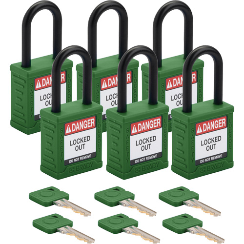 Velocity Lockout Padlocks, Green, Keyed Different, Nylon, 1-1/2" Width Ottawa Fastener Supply