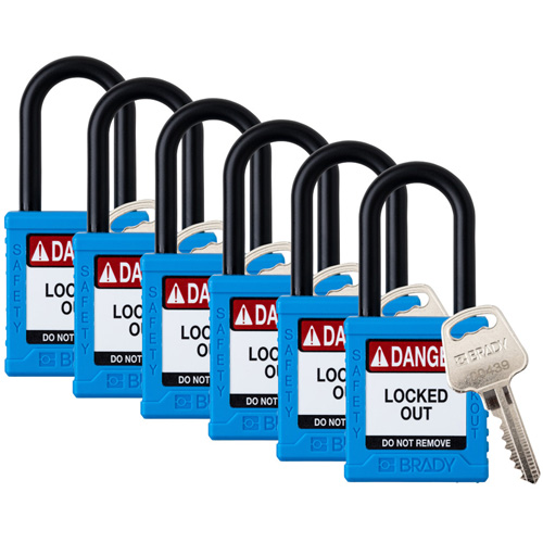 Velocity Lockout Padlocks, Blue, Keyed Alike, Nylon, 1-1/2" Width Ottawa Fastener Supply