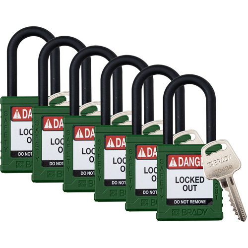 Velocity Lockout Padlocks, Green, Keyed Alike, Nylon, 1-1/2" Width Ottawa Fastener Supply