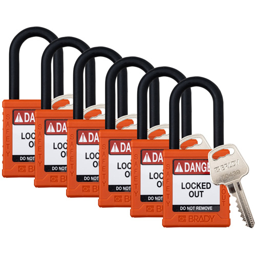 Velocity Lockout Padlocks, Orange, Keyed Alike, Nylon, 1-1/2" Width Ottawa Fastener Supply