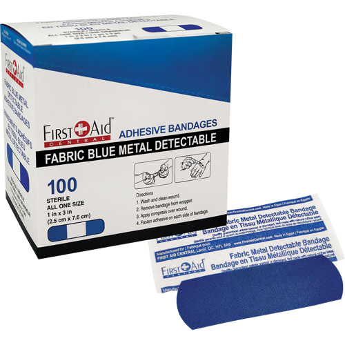 Bandages, Rectangular/Square, 3", Fabric Metal Detectable, Sterile Ottawa Fastener Supply