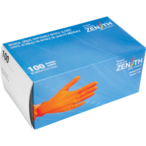 Gants d'examen de poids lourd &agrave; prise tactile, Petit, Nitrile, 8 mils, Sans poudre, Orange Ottawa Fastener Supply