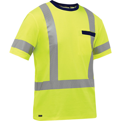 Bisley&reg; X-Back Short Sleeve Shirt, Poly-Cotton, Small, High Visibility Lime-Yellow Ottawa Fastener Supply