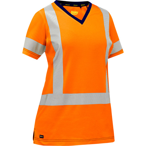 Chemise &agrave; manches courtes et X au dos Bisley pour femmes, Poly-coton, Petit, Orange haute visibilit&eacute; Ottawa Fastener Supply