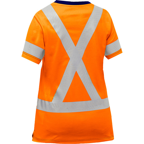 Chemise &agrave; manches courtes et X au dos Bisley pour femmes, Poly-coton, Petit, Orange haute visibilit&eacute; Ottawa Fastener Supply