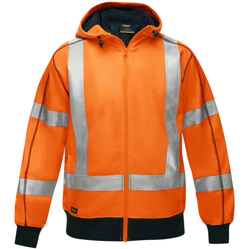 Bisley&reg; X-Back Full Zip Hooded Sweatshirt with Sherpa Lining, 2X-Large, High Visibility Orange Ottawa Fastener Supply