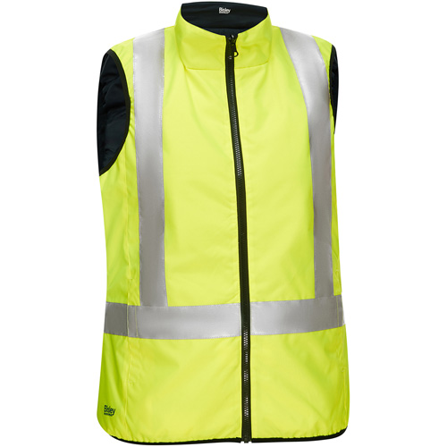 Bisley&reg; X-Back Women's Contoured Reversible Puffer Vest, High Visibility Lime-Yellow, Large, Polyester Ottawa Fastener Supply