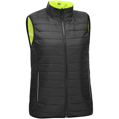 Bisley&reg; X-Back Women's Contoured Reversible Puffer Vest, High Visibility Lime-Yellow, Large, Polyester Ottawa Fastener Supply