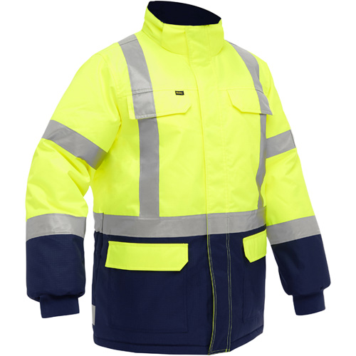 Bisley&reg; X-Back Extreme Cold Jacket with Navy Bottom, Polyester, High Visibility Lime-Yellow, X-Large Ottawa Fastener Supply