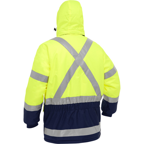 Bisley&reg; X-Back Extreme Cold Jacket with Navy Bottom, Polyester, High Visibility Lime-Yellow, X-Large Ottawa Fastener Supply