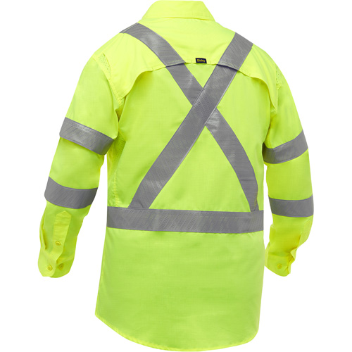 Bisley&reg; X-Back Long Sleeve Work Shirt with X-Airflow, Poly-Cotton, Small, High Visibility Lime-Yellow Ottawa Fastener Supply