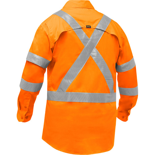 Bisley&reg; X-Back Long Sleeve Work Shirt with X-Airflow, Poly-Cotton, Small, High Visibility Orange Ottawa Fastener Supply