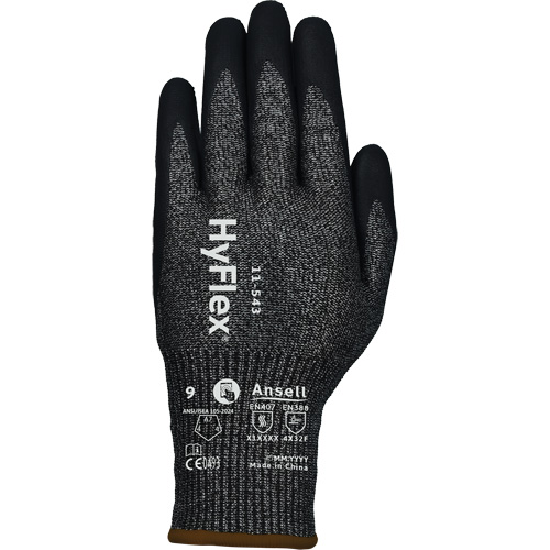 Gants r&eacute;sistants &agrave; la coupe HYFLEX 11-543, Taille 6, Calibre 13, Rev&ecirc;tement Nitrile, Enveloppe en Nylon/Acier inoxydable/PEHP/Spandex, ASTM ANSI niveau A7/EN 388 niveau F Ottawa Fastener Supply