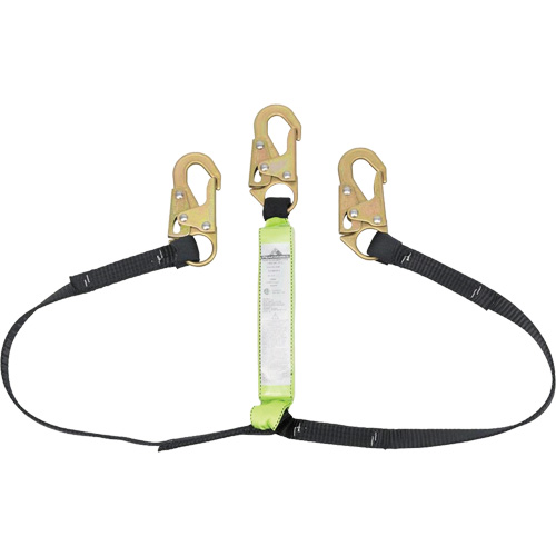 SA-64000-4 Shock Absorbing Lanyard, 4', Snap Hook Center, Snap Hook Leg Ends, Polyester Ottawa Fastener Supply