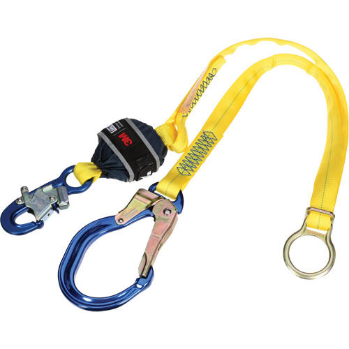 Tie-Back Web Shock-Absorbing Lanyard, 6', Rebar Hook Center, Snap Hook Leg Ends, Polyester Ottawa Fastener Supply