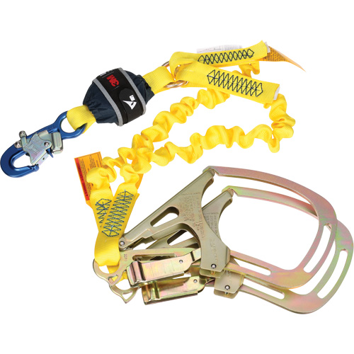 Twin-Leg Stretch Web Shock-Absorbing Lanyard, 6', Rebar Hook Center, Snap Hook Leg Ends Ottawa Fastener Supply