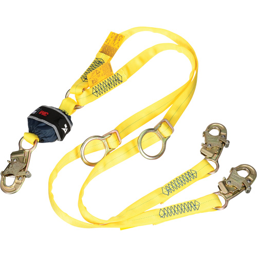 Twin-Leg Tie-Back Web Shock-Absorbing Lanyard, 6', Snap Hook Center, Snap Hook Leg Ends, Polyester Ottawa Fastener Supply