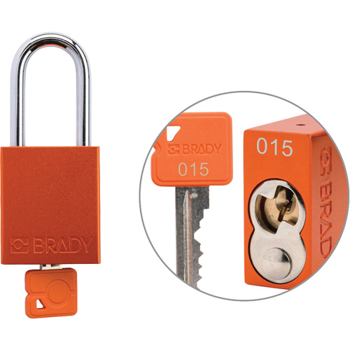 Cadenas de verrouillage de s&eacute;curit&eacute; Velocity Plus, Orange, Cl&eacute;s identiques, Aluminium, Largeur de 1-1/2" Ottawa Fastener Supply