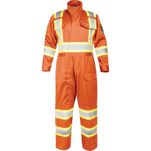Fire-Resistant Coverall with High-Visibility Bands, Size Small, Orange Ottawa Fastener Supply