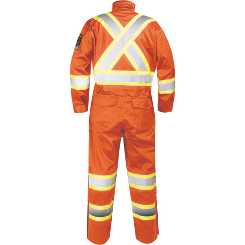 Fire-Resistant Coverall with High-Visibility Bands, Size Small, Orange Ottawa Fastener Supply