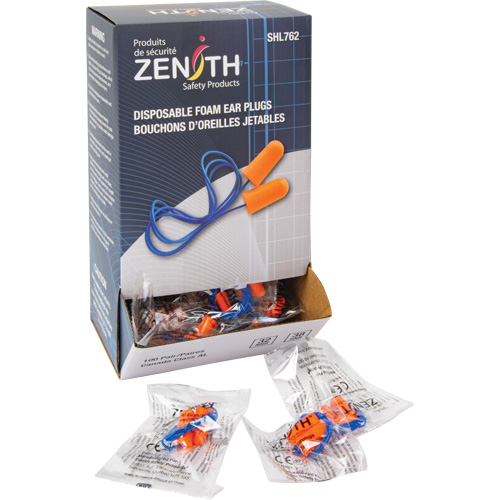 Foam Earplugs, Pair - Polybag, Corded Ottawa Fastener Supply