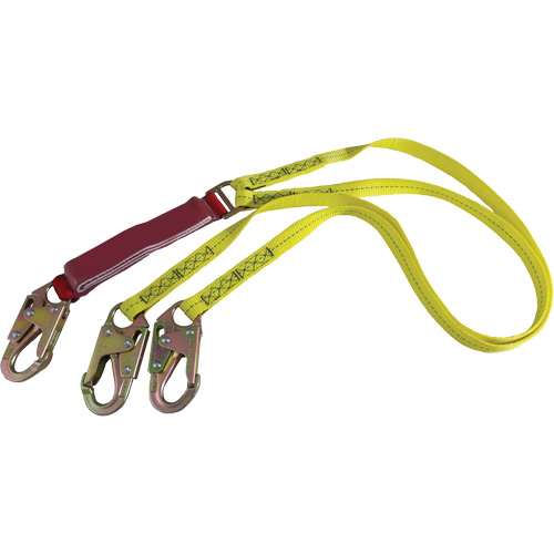 External Energy Absorber Lanyard with 3/4" Hooks, 6', Snap Hook Center, Snap Hook Leg Ends, Polyester Ottawa Fastener Supply