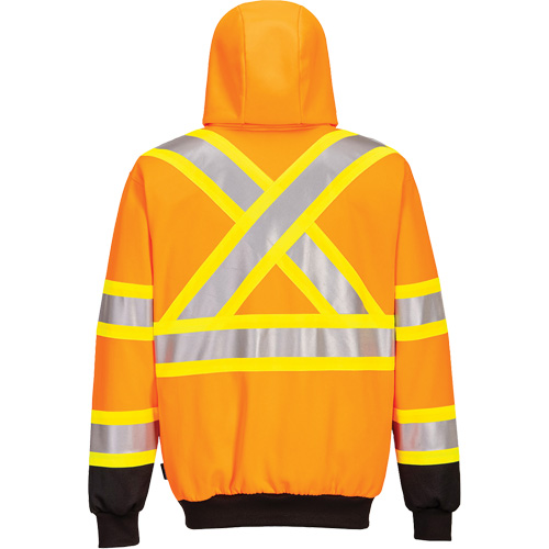 Contrast-Striped Safety Hoodie, Small, Black/High Visibility Orange Ottawa Fastener Supply
