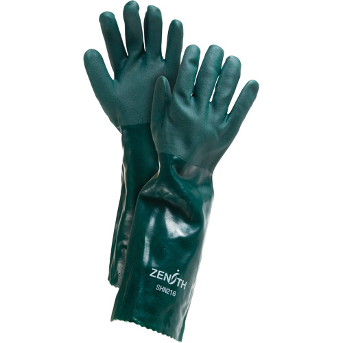 Gants verts &agrave; double enduit, 18" lo, PVC, Doublure en Jersey de coton, 70 mils Ottawa Fastener Supply