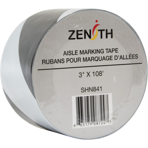 Aisle Marking Tape, 3" x 108', PVC, Black and White Ottawa Fastener Supply