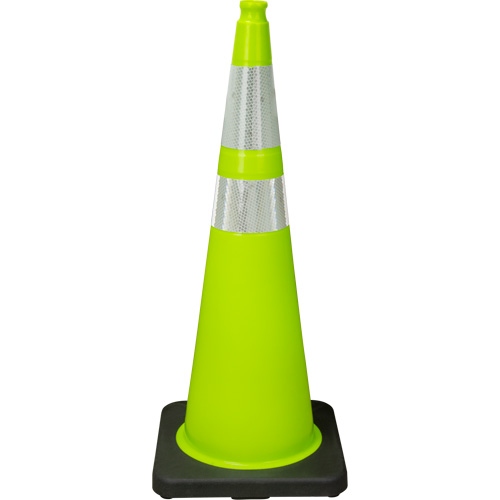 Premium Traffic Cone, 36", Lime Green, 4" & 6" Reflective Collar(s) Ottawa Fastener Supply