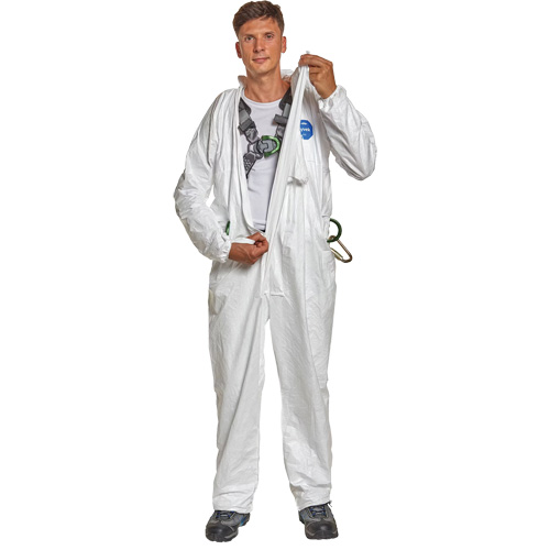 Harness-Compatible Disposable Coverall, Large, White, Tyvek&reg; 500 Ottawa Fastener Supply
