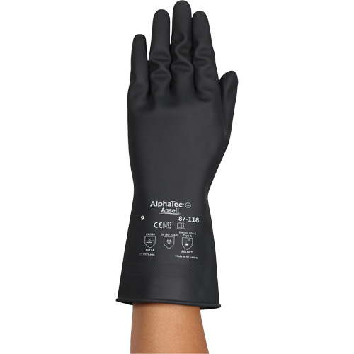 Gants r&eacute;sistants aux produits chimiques AlphaTec 87-118, Taille Petit/7, 12,6" lo, Latex de caoutchouc, Doublure en Coton, 31-mil Ottawa Fastener Supply