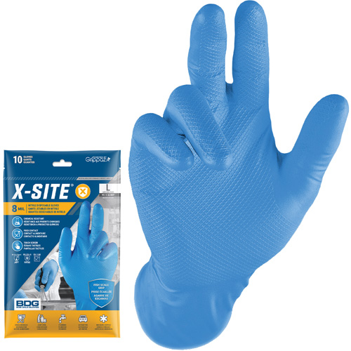 Gants jetables Grippaz, Petit, Nitrile, 8 mils, Sans poudre, Bleu Ottawa Fastener Supply