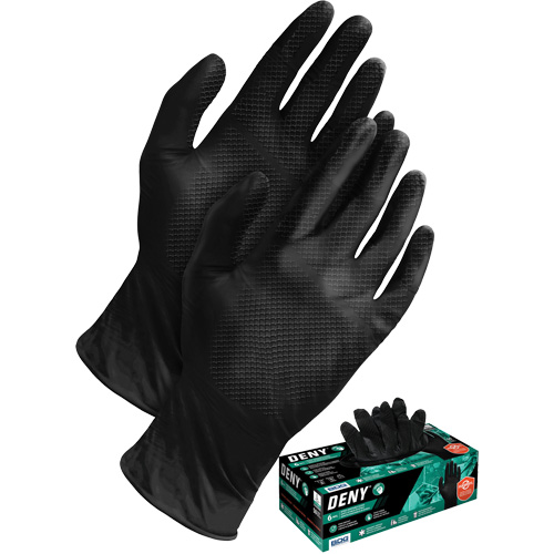 Gants jetables Deny, Petit, Nitrile, 6 mils, Sans poudre, Noir Ottawa Fastener Supply