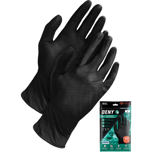 Deny&reg; Disposable Gloves, Small, Nitrile, 6-mil, Powder-Free, Black Ottawa Fastener Supply