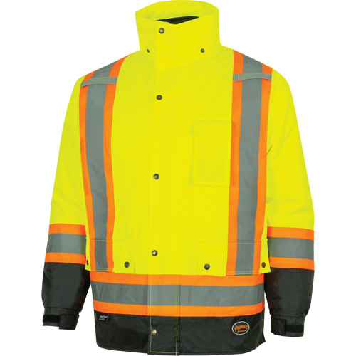 Parka de s&eacute;curit&eacute; d'hiver imperm&eacute;able 7-en-1 5057 Pioneer Yukon, Polyester, Noir/Jaune lime haute visibilit&eacute;, T-petit Ottawa Fastener Supply