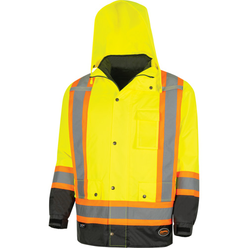 Parka de s&eacute;curit&eacute; d'hiver imperm&eacute;able 7-en-1 5057 Pioneer Yukon, Polyester, Noir/Jaune lime haute visibilit&eacute;, T-petit Ottawa Fastener Supply