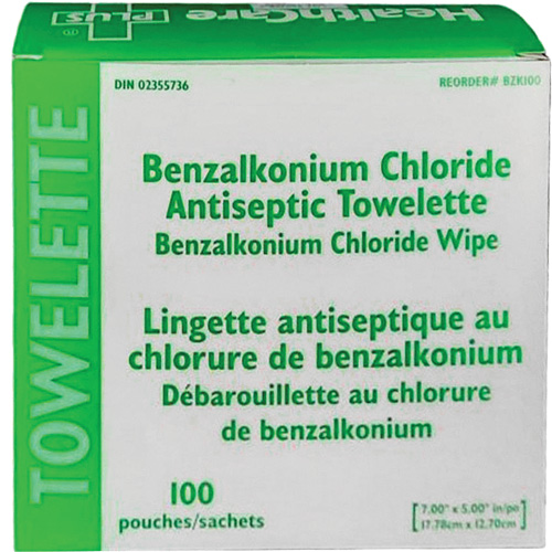 Serviette au chlorure de benzalkonium BZK, Serviette, Antiseptique Ottawa Fastener Supply