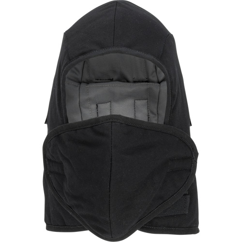 Pioneer 766A Flame-Resistant Quilted Hard Hat Liner with Detachable Mouthpiece, Black/Grey, Cotton/FR-Tech&reg;/Modacrylic/Nylon Ottawa Fastener Supply