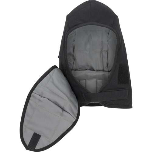 Pioneer 766A Flame-Resistant Quilted Hard Hat Liner with Detachable Mouthpiece, Black/Grey, Cotton/FR-Tech&reg;/Modacrylic/Nylon Ottawa Fastener Supply