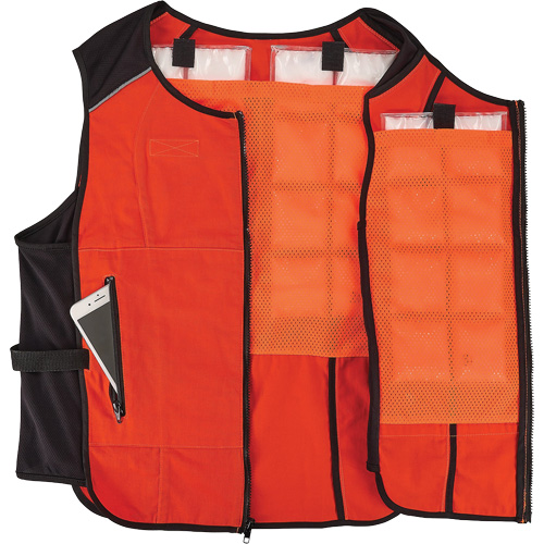 Veste de refroidissement &agrave; changement de phase l&eacute;g&egrave;re avec sachets de recharge Chill-Its 6260, 2T-grand/3T-grand, Orange Ottawa Fastener Supply
