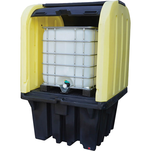 Yellow Roll Top Hardcover Spill Pallet with Drain, 65" L x 65" W x 101" H, 5000 lbs. Load Capacity Ottawa Fastener Supply