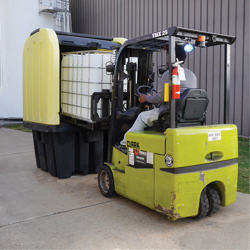 Yellow Roll Top Hardcover Spill Pallet with Drain, 65" L x 65" W x 101" H, 5000 lbs. Load Capacity Ottawa Fastener Supply