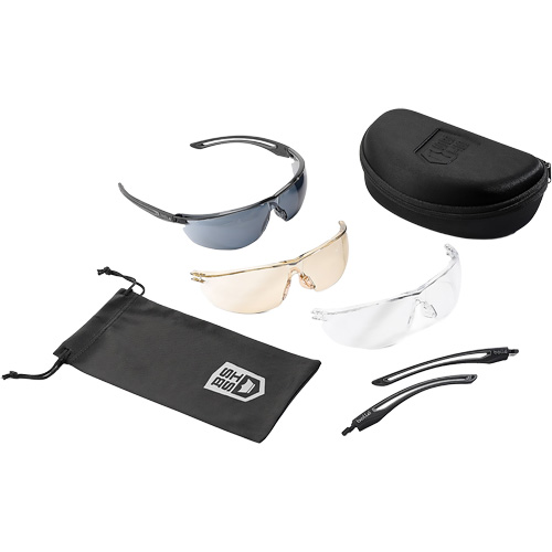 Gunfire 2.0 Ballistic Protection Safety Glasses Kit, Clear/Copper/Smoke Lens, Anti-Fog/Anti-Scratch, ANSI Z87+ Ottawa Fastener Supply