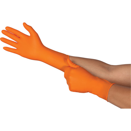 TOUCHNTUFF 93-800 Disposable Gloves, 7.5/8, Latex/Neoprene/Nitrile, 23.6-mil, Powder-Free, Orange Ottawa Fastener Supply