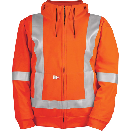 High-Visibility Wind Resistant Zip-Front Sweatshirt with DetachableHood, Men's, Medium, High Visibility Orange, 27.7 cal/cm² Ottawa Fastener Supply