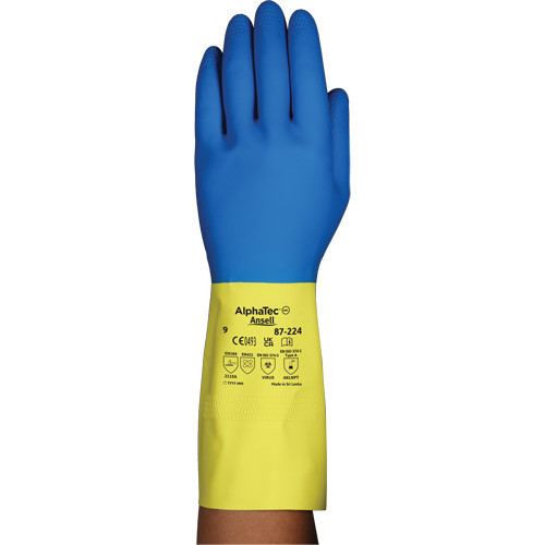Gants r&eacute;sistants aux produits chimiques AlphaTec 87-224, Taille 7, 12,8" lo, N&eacute;opr&egrave;ne/Latex de caoutchouc, Doublure en Coton/Ouat&eacute;e, 26,8 mils Ottawa Fastener Supply