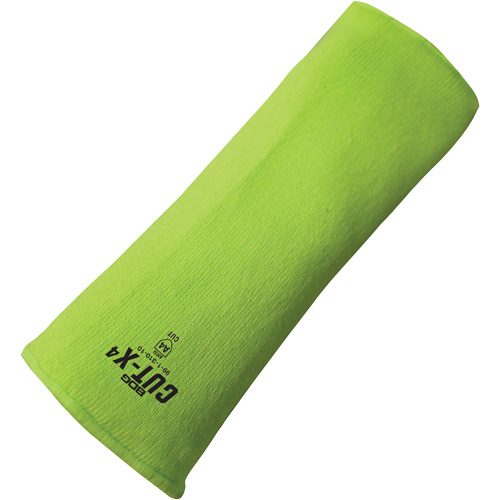 Cut-X&reg; Cut-Resistant Sleeve, Fibreglass/Polyethylene, 14", ASTM ANSI Level A4, High Visibility Lime Ottawa Fastener Supply