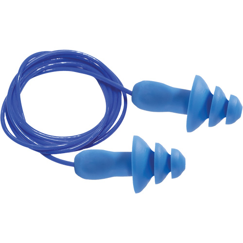 SEALTEC TipGrip Blue 100% Metal Detectable Reusable Earplugs, Corded, One-Size, Bulk - Box, 26 dB NRR dB Ottawa Fastener Supply